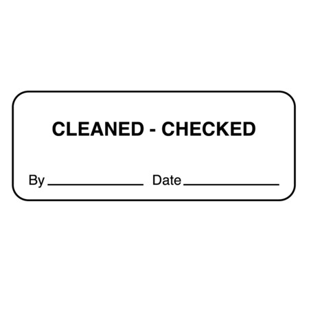 Label, Cleaned- Checked 7/8 X 2-1/4 White W/Black